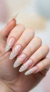 Simple White Swirl Nails