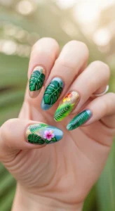 Tropical Leaf Nail Art