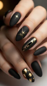  Bold Black Matte Nails
