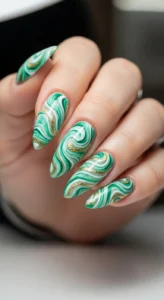  Green and White Marble Swirls