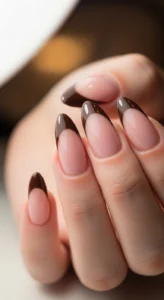 6. Chocolate Brown French Tips