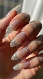 Clear Jelly Sparkle Nails