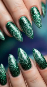 Glittery Night Sky Green