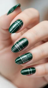 Dark Green with Silver Stripes
