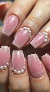 Soft Pink Velvet Holiday Nails