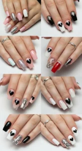 Black Heart Accent Nail Ideas