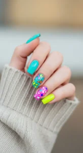 Bright Neon Acrylic Nails