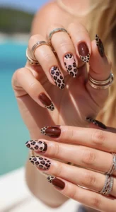 Brown Leopard Print Summer Nails