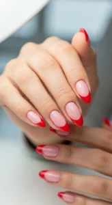 Cherry Red French Tip Design
