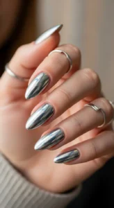 Chic Chrome Almond Nails