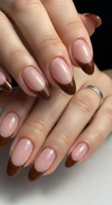 Chocolate Brown French Tips