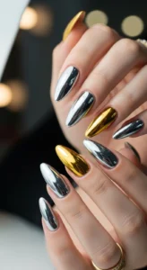 Chrome Mirror Gel Nails