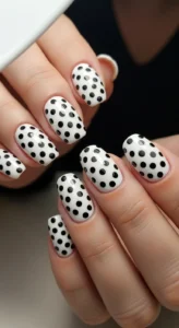 Classic Black and White Polka Dot Nails