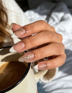 Classic French Tip Almond Nails