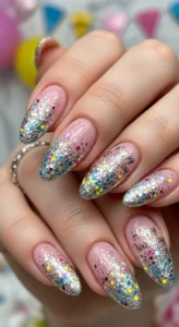 Classic Glitter Fade Birthday Nails