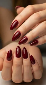 Classic Glossy Maroon Nails