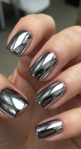 Classic Silver Mirror Chrome Nails