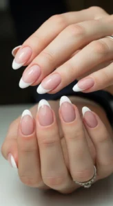 Classic White Almond French Tips