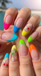 Colourful French Tip Summer Nails
