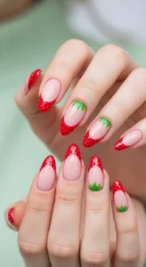 Cute Strawberry French Tip Designs