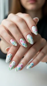 Dainty Floral White Nail Art