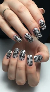 Edgy Black and White Geometric Line Art