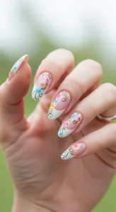Floral Art French Tips