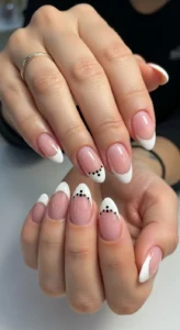 French Tip Nails With Tiny Dots