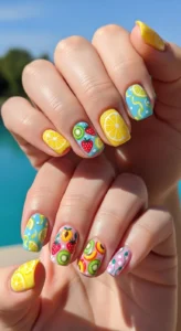 Fruity Lemon Summer Nails