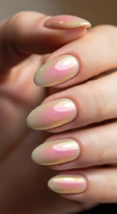 Glazed Donut Pearly Chrome Nails