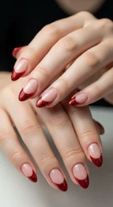 Glitter Red French Tips