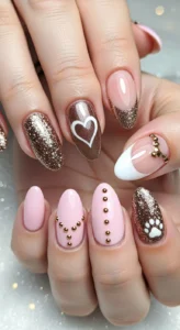 Glitzy Bronze and Cute Nails