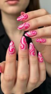 Hot Pink Swirl Nail Designs
