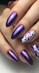 Lavender Purple Chrome Nails