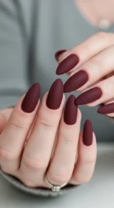 Matte Burgundy Statement Nails