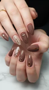 Matte Mocha Trendy Nails