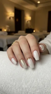 Milky White Coffin Nails