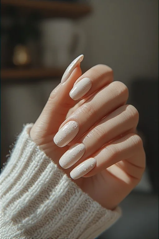 Milky White Summer Nails