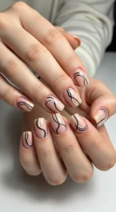 Minimal Line Art Gel Nails