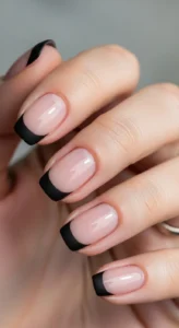 Minimalist Black French Tip Nails