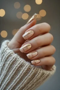 Minimalist Gold Stripe Nails
