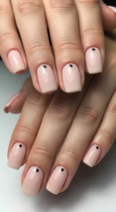 Minimalist Nude Nails With One Dot