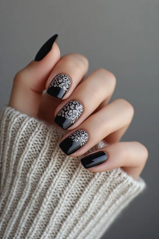 Moody Black French Tip Nails