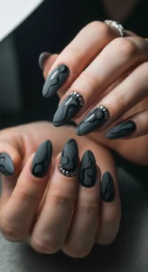 Moody Charcoal Grey Nail Ideas
