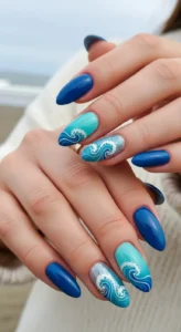 Ocean Blue Wave Nail Ideas