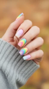 Pastel Rainbow Acrylic Nails