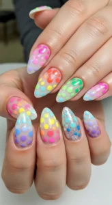 Pastel Rainbow Polka Dot Nail Ideas