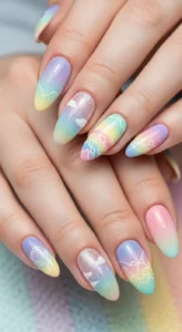 Pastel Rainbow Trendy Nails