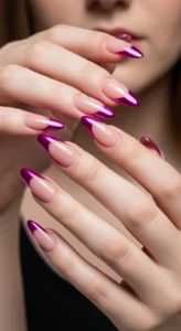Pink Chrome French Tips