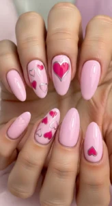 Pink Heart Nail Art